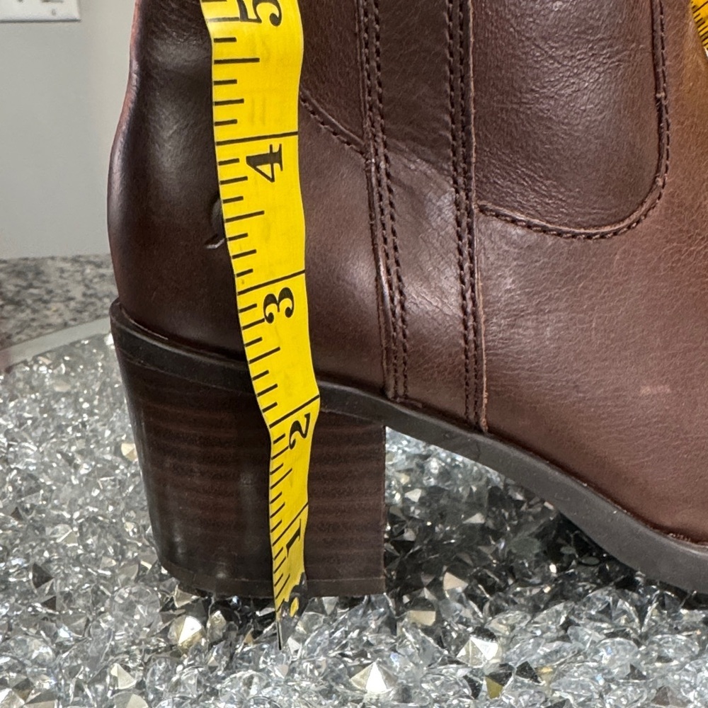 Born Rich Brown Leather block heels tall boots NEW 6.5 - Picture 14 of 16